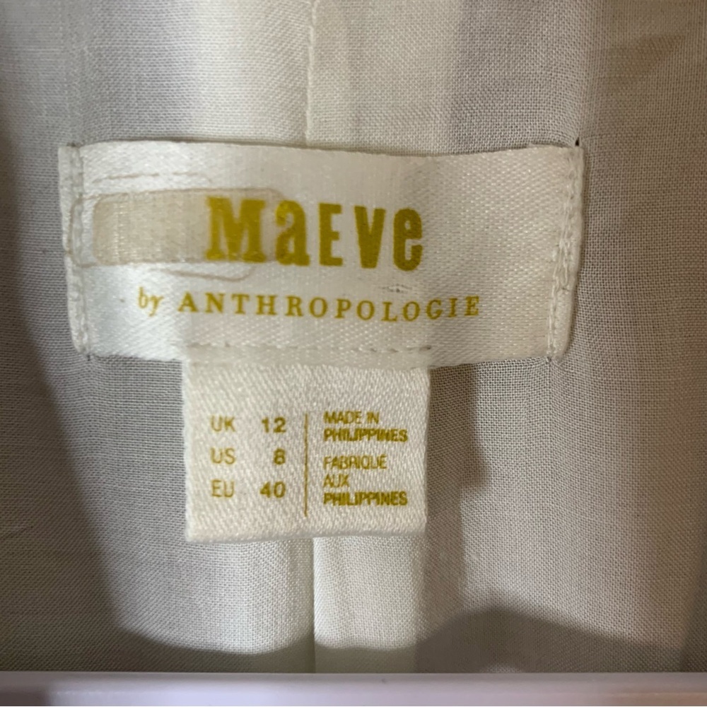 Maeve Anthropologie brown double-breasted linen blend plaid blazer 8 - Picture 6 of 10